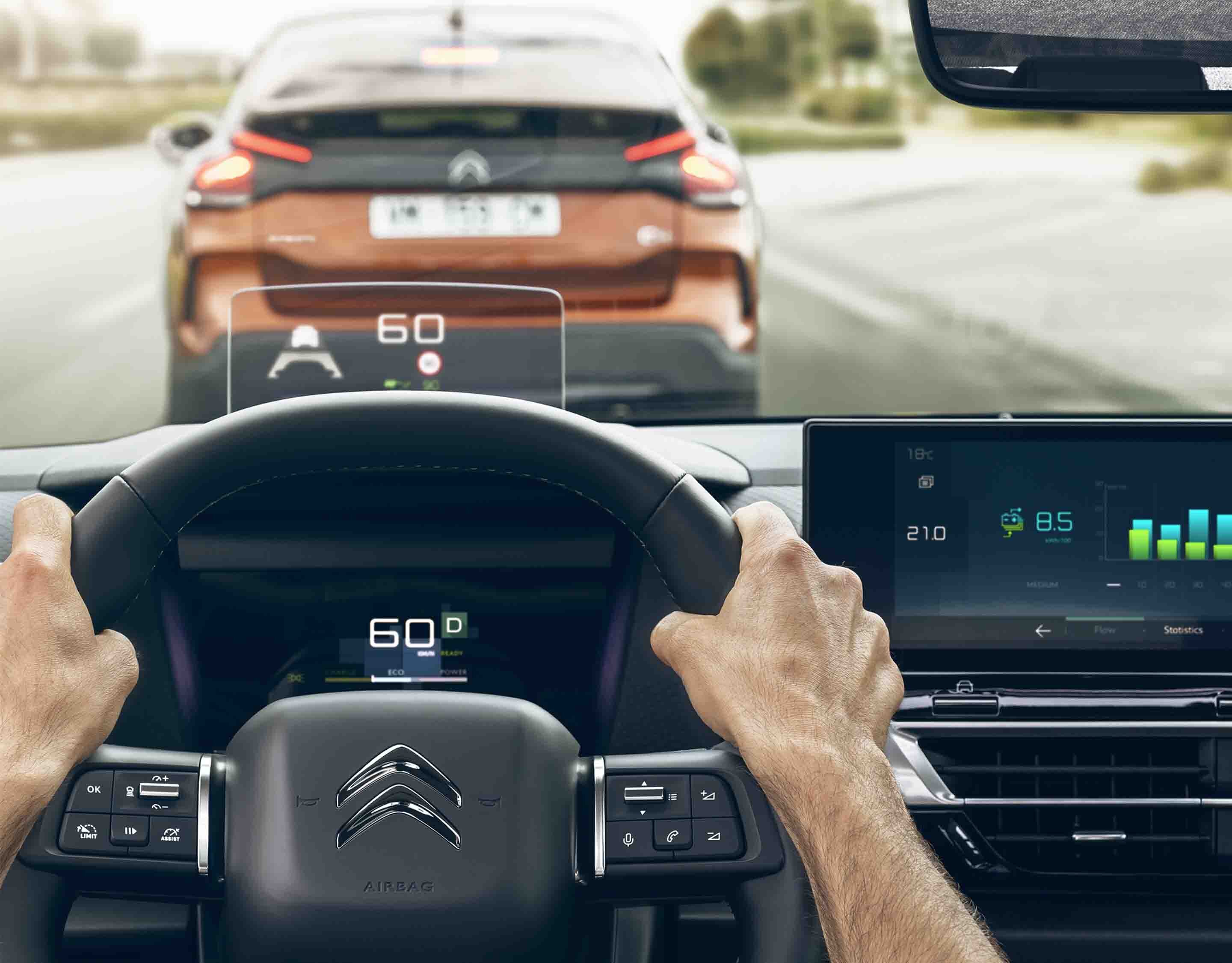 Вигляд з місця водія у салоні Citroen C4