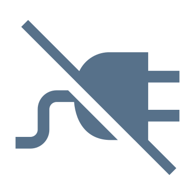 Піктограма перекресленого електричного штепселя синього кольору